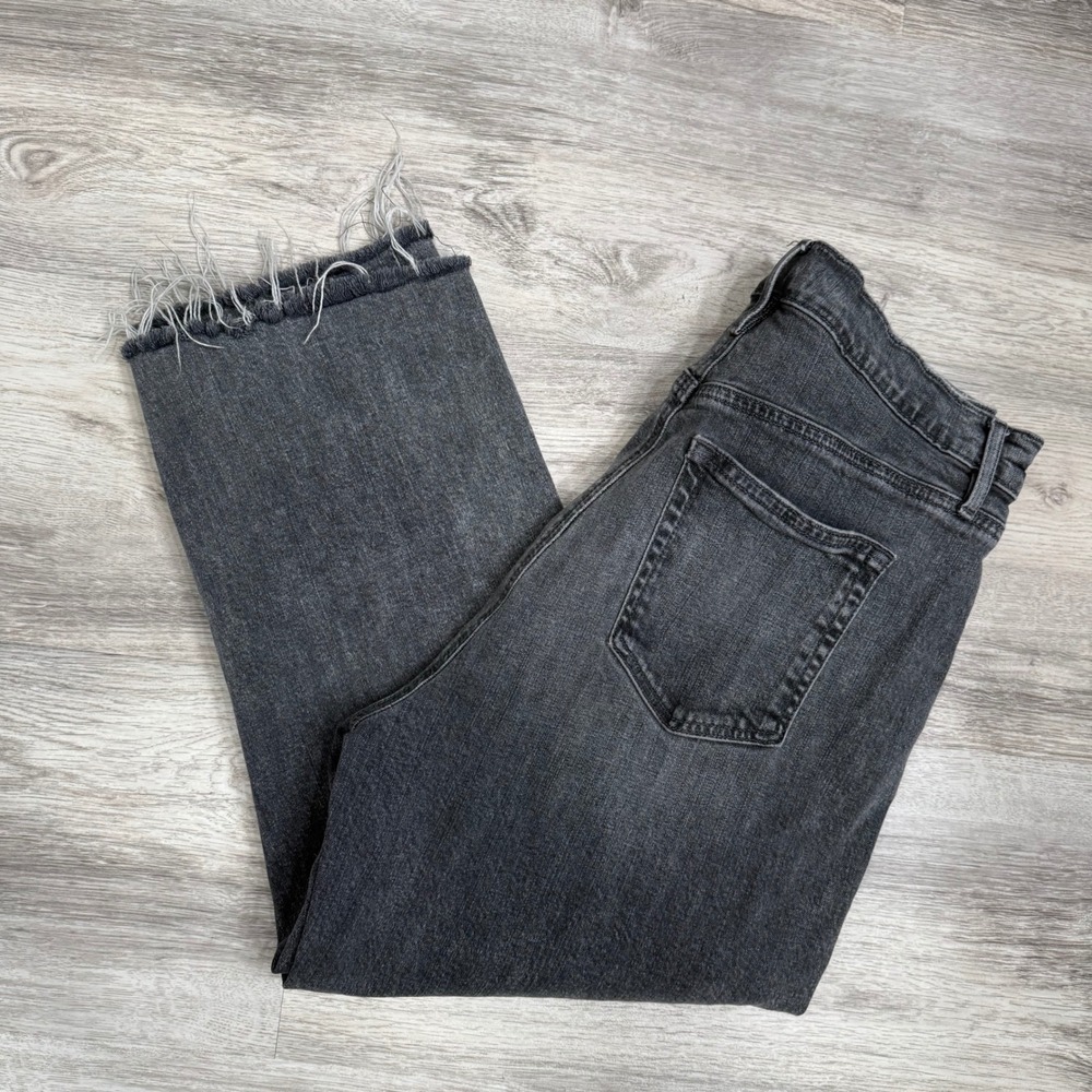 LOFT‎ The 90s Straight Jeans Black Wash Distressed Raw Hem Womens Size 29x8